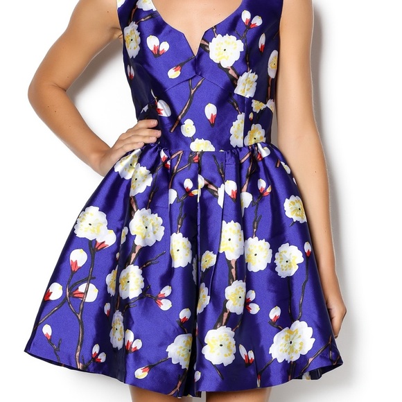 NEW BLUE FIT & FLARE SATIN COCKTAIL DRESS PERFECT FOR FORMALS - Picture 2 of 5